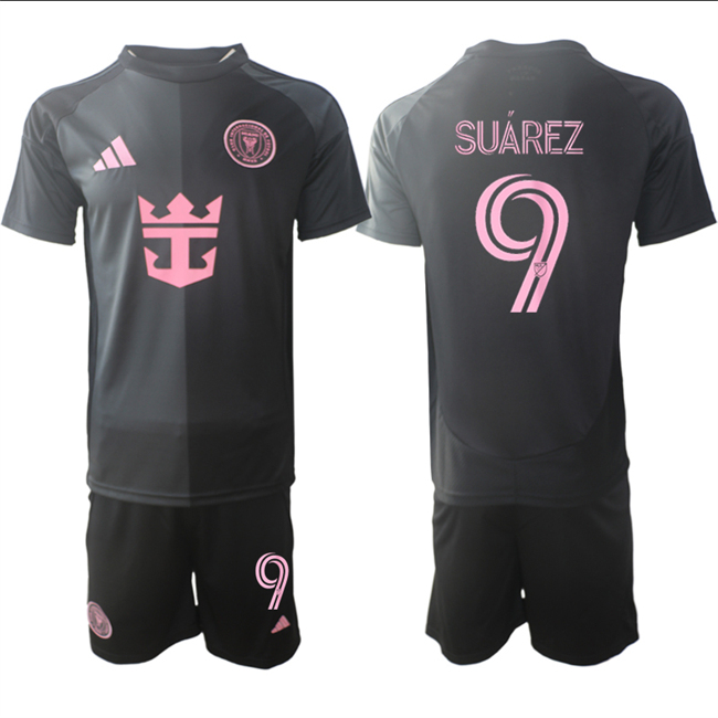 Men's Black Inter Miami CF #9 Luis Suárez 2025 Away Soccer Jersey Suit